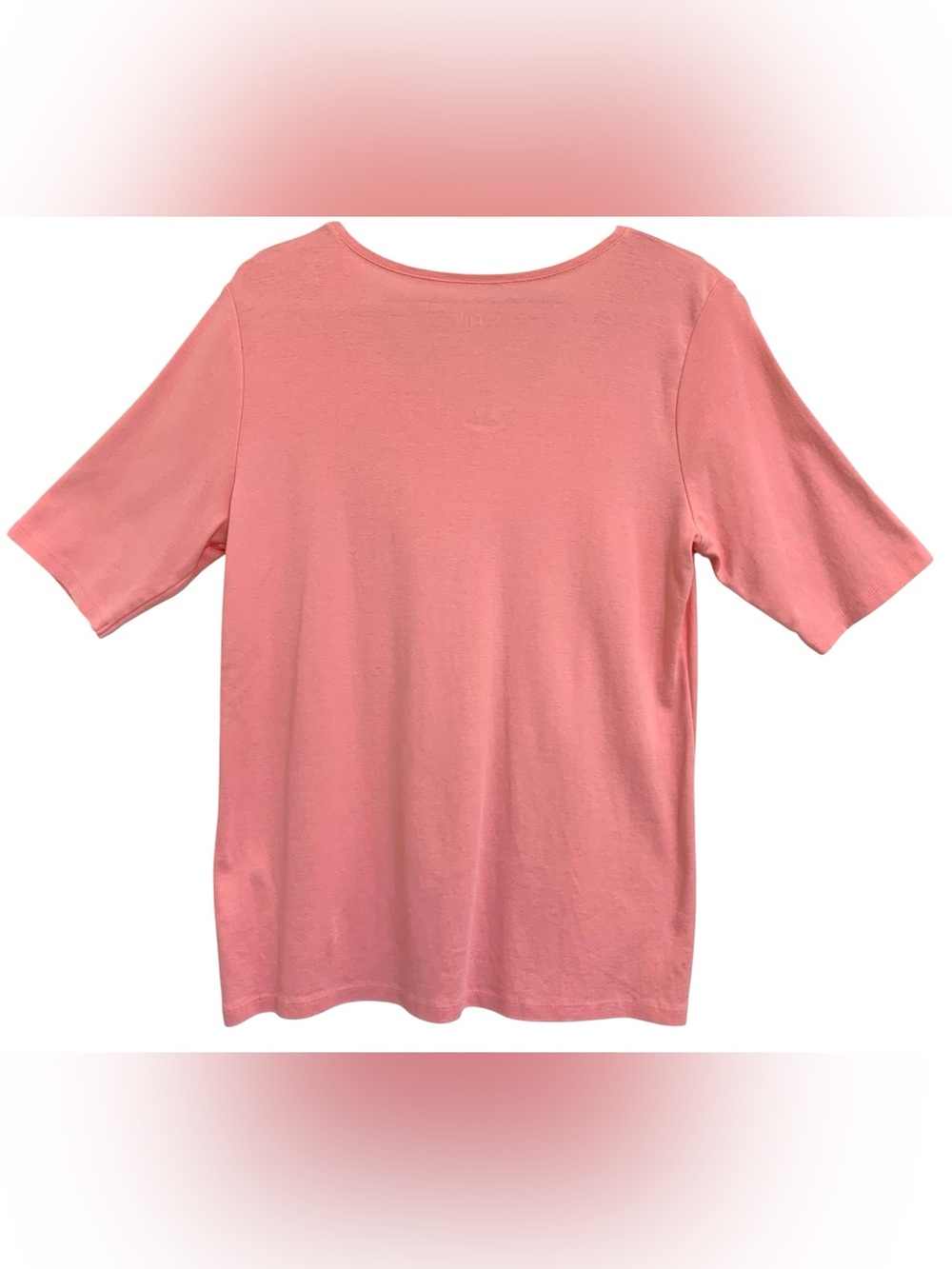 J. Jill Pima Cotton V-Neck Elbow Sleeve Straight Hem Pink Tee Shirt Sz L Casual - Picture 2 of 11